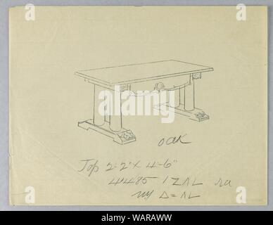 Drawing, Design for Library Table of Oak with Drawers on One Side and ...