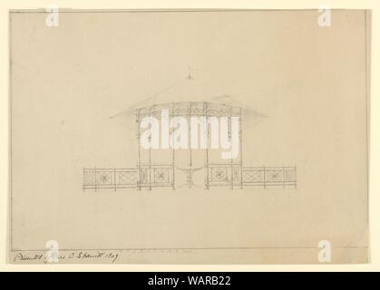 Drawing, Design for Pagoda in Garden Pavilion, ca. 1909 Stock Photo