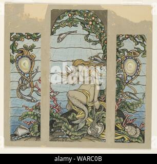 Drawing, Design for Stained Glass Window, The Mermaid Window, for the A.H. Barney Residence, New York, NY, 1882 Stock Photo