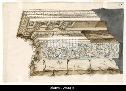 Drawing, Fragment of Entablature in the Classical Style, ca. 1770–90 Stock Photo