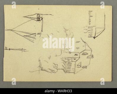 Drawing, House over Cliff, Towers, possibly 1868 Stock Photo