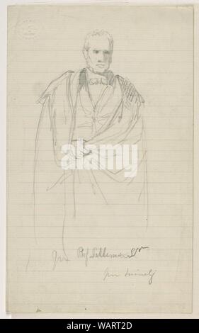 Drawing, Prof. Benjamin Silliman, Sr. Standing; Left- Prof. Benjamin Silliman, Sr. Seated, 1858 Stock Photo