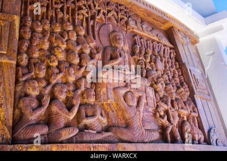 Lord Buddha carving art on stone Stock Photo