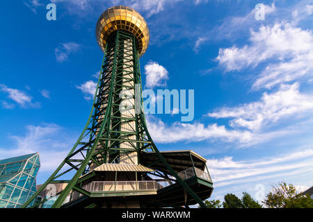 Knoxville, Tennessee / USA - July 30th, 2019: The Sunsphere on a beautiful Summer afternoon. Stock Photo