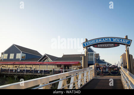 Fisherman's Wharf in Steveston Village, Richmond, Vancouver, British Columbia, Canada. Stock Photo