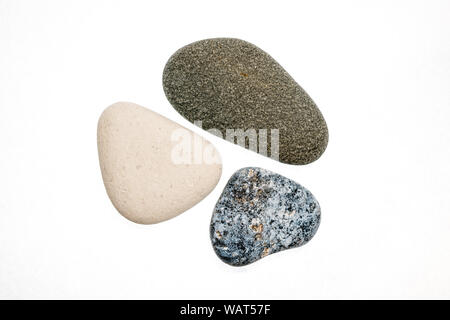 Different Colour Rounded Sones on a White Background Close Up Smooth  Pebbles Rocks Micro Macro Zen Garden Stock Photo