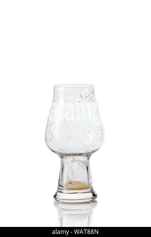 Empty Beer glass with drops on white background. fresh Stock Photo