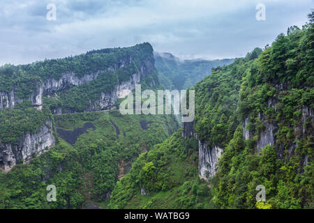 Three Natural Bridges National Geopark (Tian Keng San Qiao) is a UNESCO world heritage of Wulong in Chongqing, China. Stock Photo