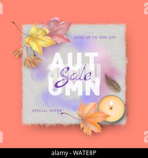 Autumn background with maple leaves Stock Vector