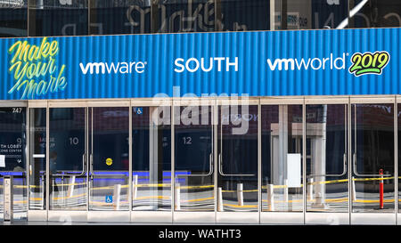 August 21, 2019 San Francisco / CA / USA - VMworld 2019 entrance (Moscone Center South); VMworld is a global conference for virtualization and cloud c Stock Photo