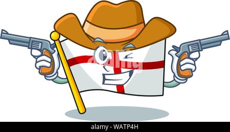 Cowboy flag england isolated in the mascot Stock Vector