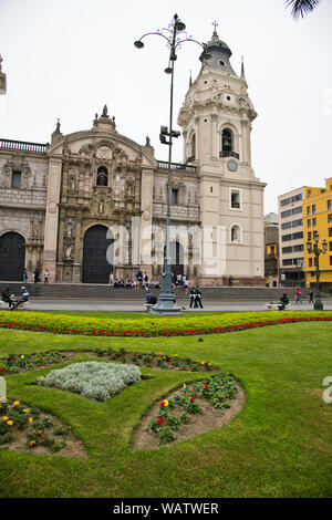Plaza Major,Cathedral,Palacio Arzobispal,Cathedral Interiors,City of Kings,Central Lima,Capital of the Spanish Empire,Peru,South America Stock Photo