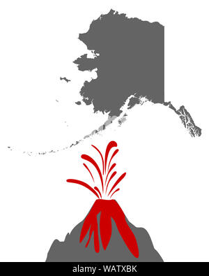 Map of Alaska with volcano Stock Photo - Alamy
