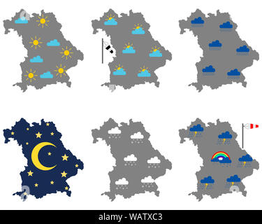 Maps of Germany with various weather symbols Stock Photo - Alamy