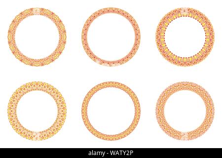 Geometrical floral circle set - round circular vector design elements on background Stock Vector