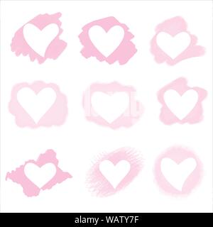 Watercolor hand made heart for valentine day. Romantic holiday decoration. Art for home, print, web, banners, posters. Valentines day and Wedding. Stock Vector