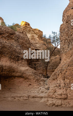 Impression of Sesriem Canyon, in the Hardap region of Namibia, during sunset. Stock Photo