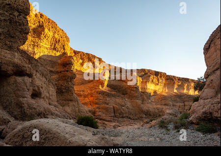 Impression of Sesriem Canyon, in the Hardap region of Namibia, during sunset. Stock Photo