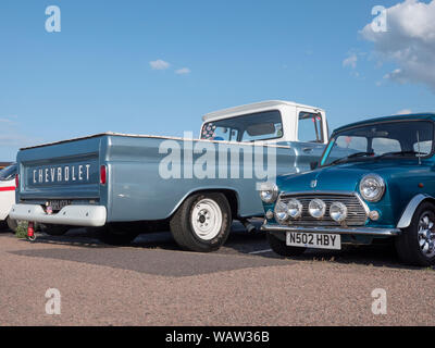 Classic & Chips Classic car show in Minnis Bay Kent Stock Photo