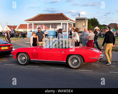 Classic & Chips Classic car show in Minnis Bay Kent Stock Photo