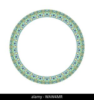 Isolated abstract mosaic frame - colorful circular geometrical vector element Stock Vector