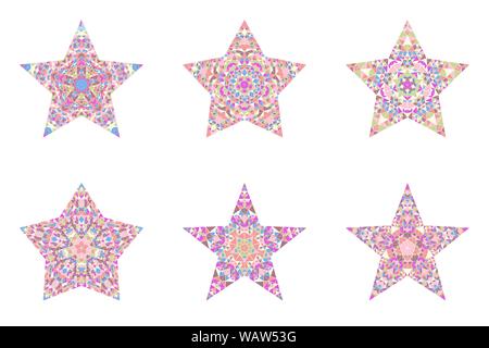 Isolated triangle star symbol collection - polygonal geometrical geometric ornamental vector designs elementss with mosaic triangles Stock Vector
