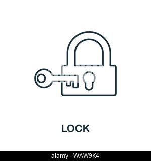 Lock thin line icon. Creative simple design from security icons collection. Outline lock icon for web design and mobile apps usage Stock Vector