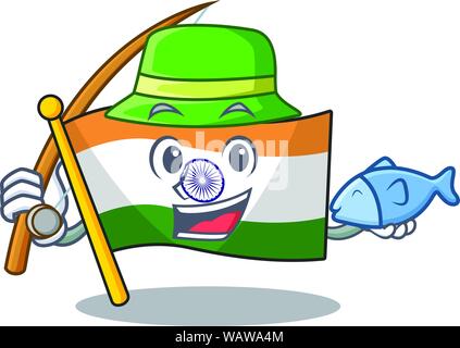 Fishing flag indian isolated in the character Stock Vector