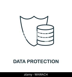 Data Protection thin line icon. Creative simple design from security icons collection. Outline data protection icon for web design and mobile apps Stock Vector