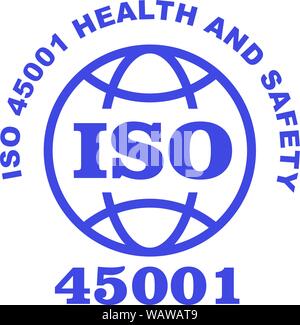 ISO 45001 stamp sign - occupational health and safety standard Stock Vector