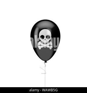 Halloween balloon with skull and cross bone. 3D Render Stock Photo