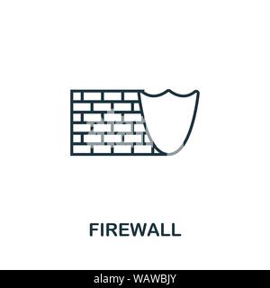 Firewall thin line icon. Creative simple design from security icons collection. Outline firewall icon for web design and mobile apps usage Stock Vector