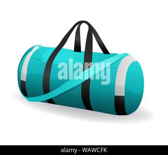 turquoise sport bag for sportswear and equipment icon isolated Stock Vector