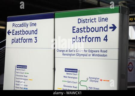 England, London, The Underground, Platform Direction Signs Stock Photo ...