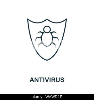 Antivirus thin line icon. Creative simple design from security icons collection. Outline antivirus icon for web design and mobile apps usage Stock Vector