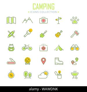 Collection of camping icons Stock Vector