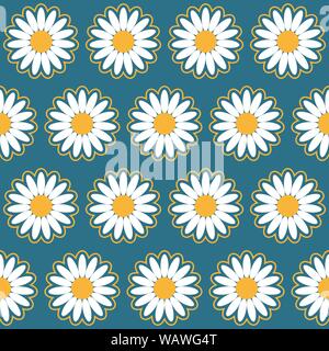 Seamless pattern background with chamomile, colorful illustration, eps10 Stock Vector
