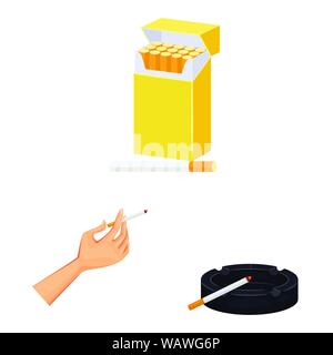 Isolated object of cigarette and tobacco logo. Collection of cigarette and nicotine vector icon for stock. Stock Vector