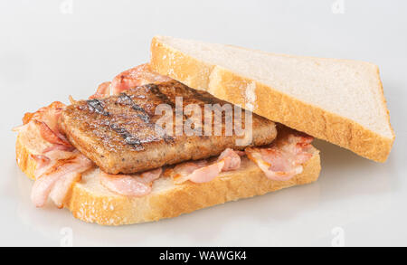 Lorne sausage, also known as square sausage, sliced sausage or square slice. A traditional Scottish food usually made from minced meat, rusk and spice Stock Photo