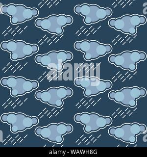 Seamless pattern background with rainy clouds on a cloudy sky, eps10, clipping mask applied Stock Vector