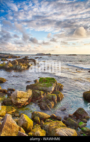 A landscape of the Pacfic Ocean along the famous 17 Mile Drive near Pebble Beach, California. Stock Photo
