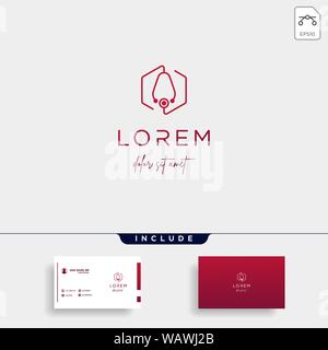 hexagon medical vector logo design illustration with a simple line Stock Vector