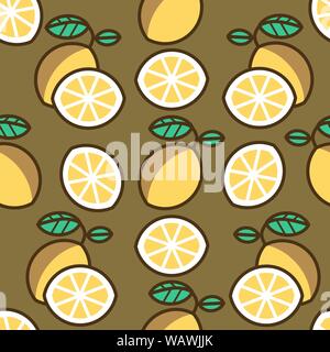 Seamless pattern background with lemons, colorful illustration. Design for wallpaper, gift paper, pattern fills, web page background, greeting cards. Stock Vector