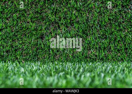 artificial grass backdrop with selective focus. Stock Photo