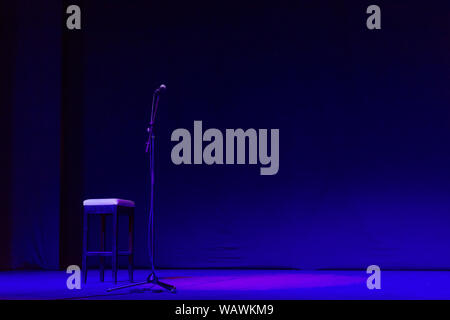 Free stage with lights, lighting devices on theater Stock Photo