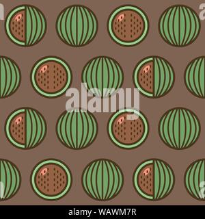 Seamless pattern background with watermelons, colorful illustration. Design for wallpaper, gift paper, pattern fills, web page background Stock Vector
