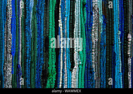 Colourful Blue and green cool tone fabric abtract texture background Stock Photo