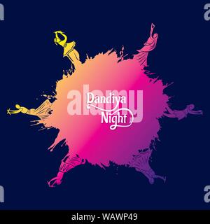 creative colorful navratri festival, couple playing garba or dandiya dance poster design Stock Vector