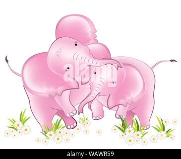 Young baby elephant playing in the field Stock Vector