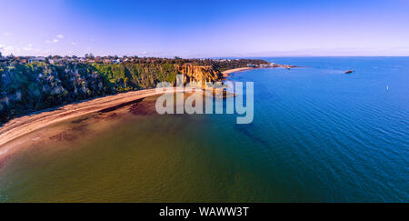 Red Bluff lookout at the Black Rock coastline - aerial panoramic landscape Stock Photo
